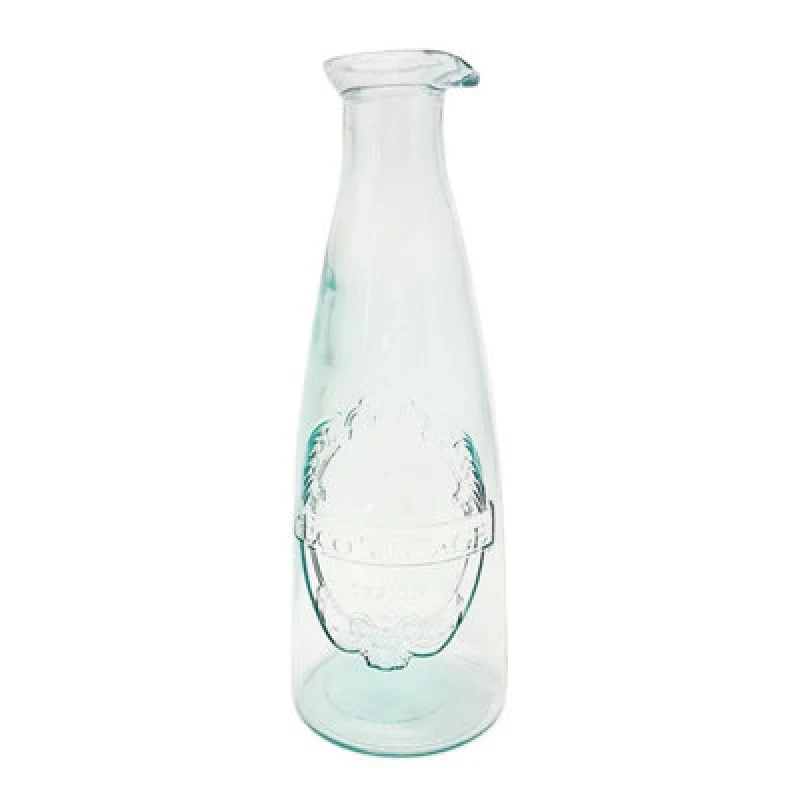 Image of Verano Spanish Ceramics Recycled Glass Eco Vintage Clear Kitchen Dining Decanter Bottle 1L (H) 27cm Clear unisex