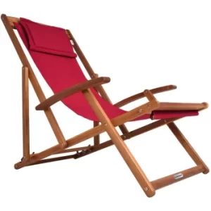 Image of Wooden Deck Chair Acacia Wood 4 Different Colours Red