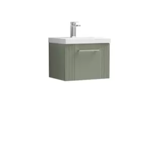 Image of Nuie Deco 500mm Wall Hung Single Drawer Vanity & Basin 3 - Satin Reed Green