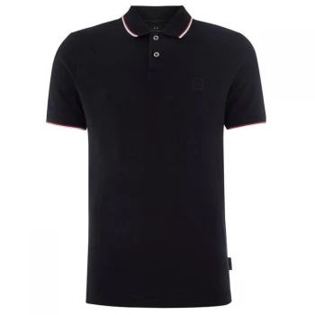 Image of Armani Exchange Tipped Collar Polo Shirt Navy Size L Men