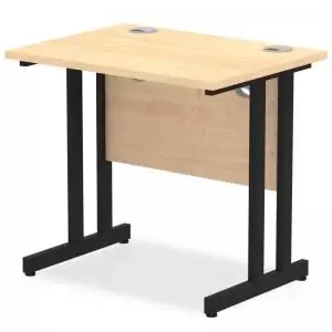 Image of Impulse 800 x 600mm Straight Desk Maple Top Black Cantilever Leg