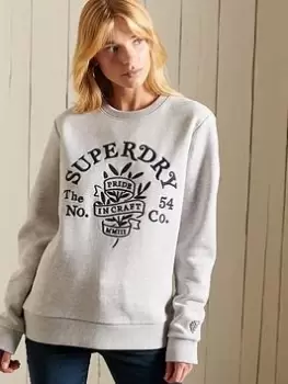 Image of Superdry Pride In Craft Logo Sweat - Grey, Size 14, Women