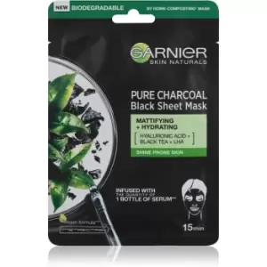 Image of Garnier Skin Naturals Pure Charcoal Black Sheet Mask with Black Tea Extract 28 g