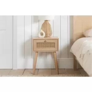 Image of Croxley 1 Drawer Rattan Bedside Oak - Oak
