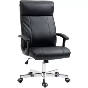 Image of Vinsetto Massage Office Chair PU Leather Computer Chair w/ Tilt Function Black - Black