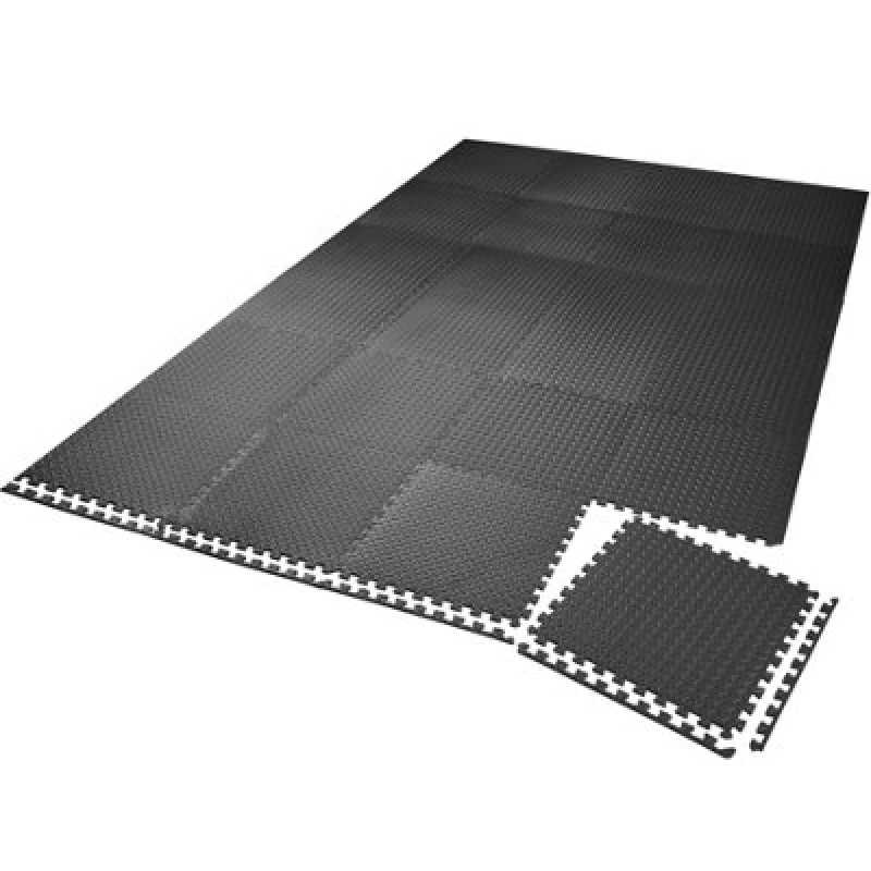 Image of Tectake Gym Mats - 24 Interlocking Sections With 48 Edge Pieces 61 X 61cm - Black