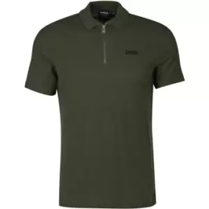 Image of Barbour International Gauge Zip Polo Shirt - Green