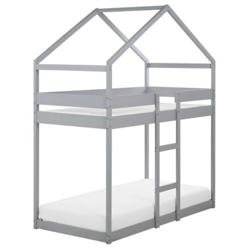 Image of Beliani Bunk Bed House Pine Wood Labatut 90 X 200 Cm (Eu Single) Grey