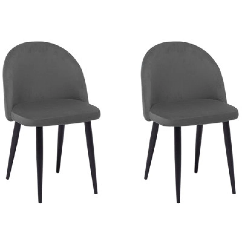 Image of Beliani Set Of 2 Dining Chairs Visalia Velvet Grey