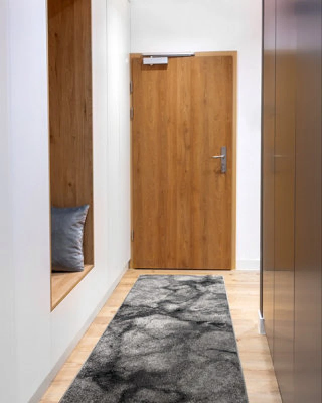 Image of RugsX Runner Silver Marble Marble Grey 80Cm 80X140 Cm