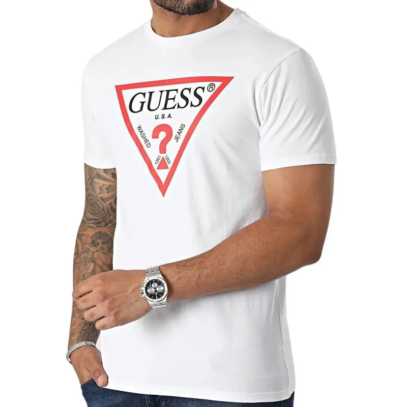 Image of Guess T-Shirt Guess BSC CLSC Tri Logo Blanc Male XS