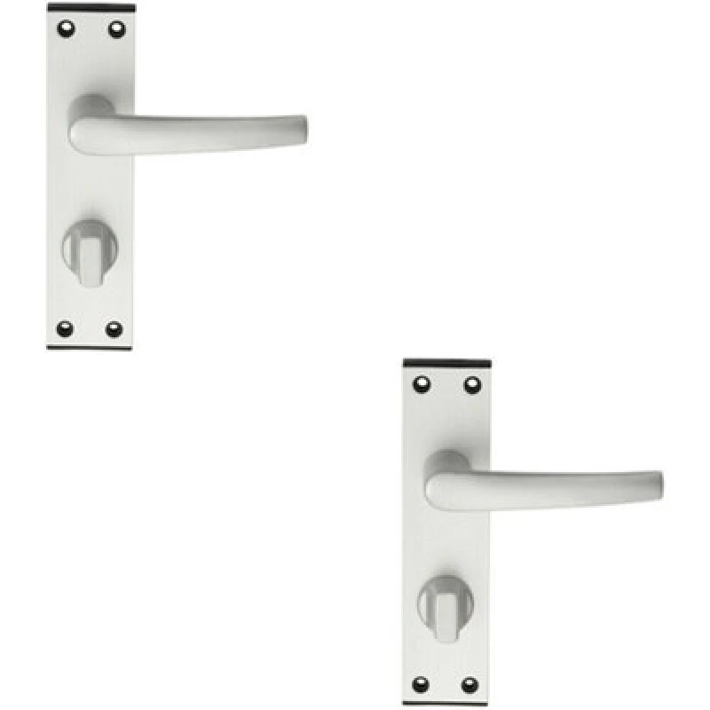 Image of Loops 2x PAIR Straight Handle on Bathroom Backplate 152 x 38mm Satin Aluminium Multi