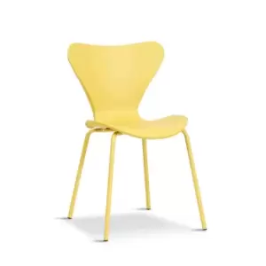 Image of Mmilo Set Of 2 Modern Plastic Stackable Yellow Dining Chair