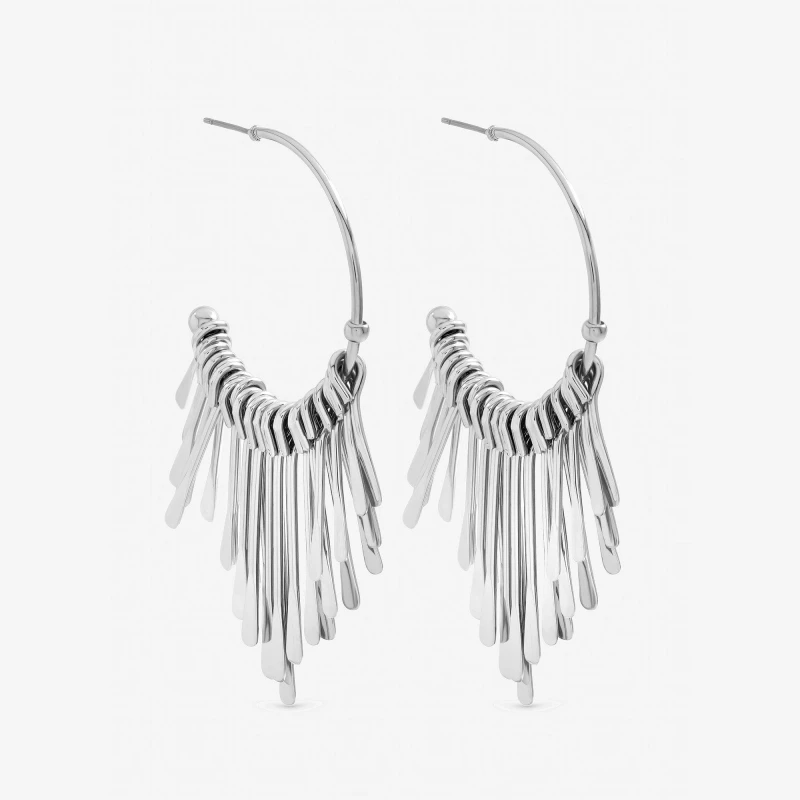Image of Mood Silver Plated Polished Stick Hoops Silver female One Size