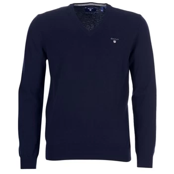 Image of Gant SUPER FINE LAMBSWOOL V-NECK mens in Blue - Sizes S
