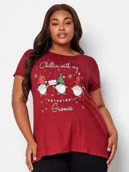 Image of Yours Novelty Tee - Chillin With My Gnomies, Red, Size 20, Women