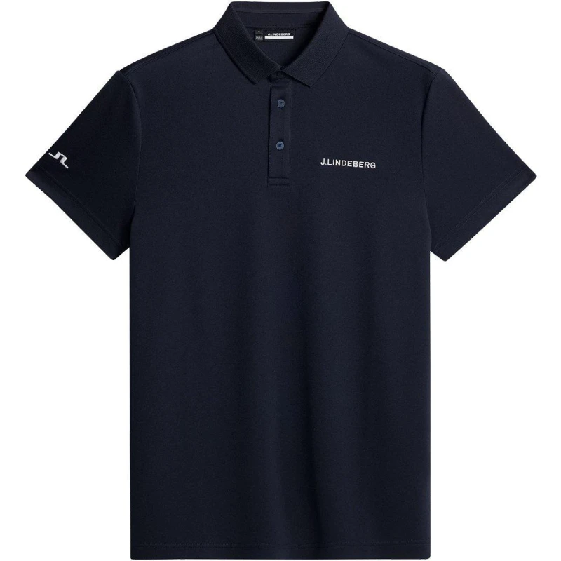 Image of J Lindeberg Golf Mens JLG Bridge Short-Sleeve Performance Polo Shirt Navy male Small