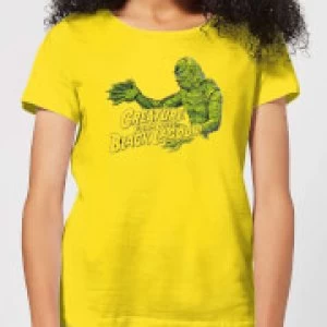 Image of Universal Monsters Creature From The Black Lagoon Retro Crest Womens T-Shirt - Yellow - S