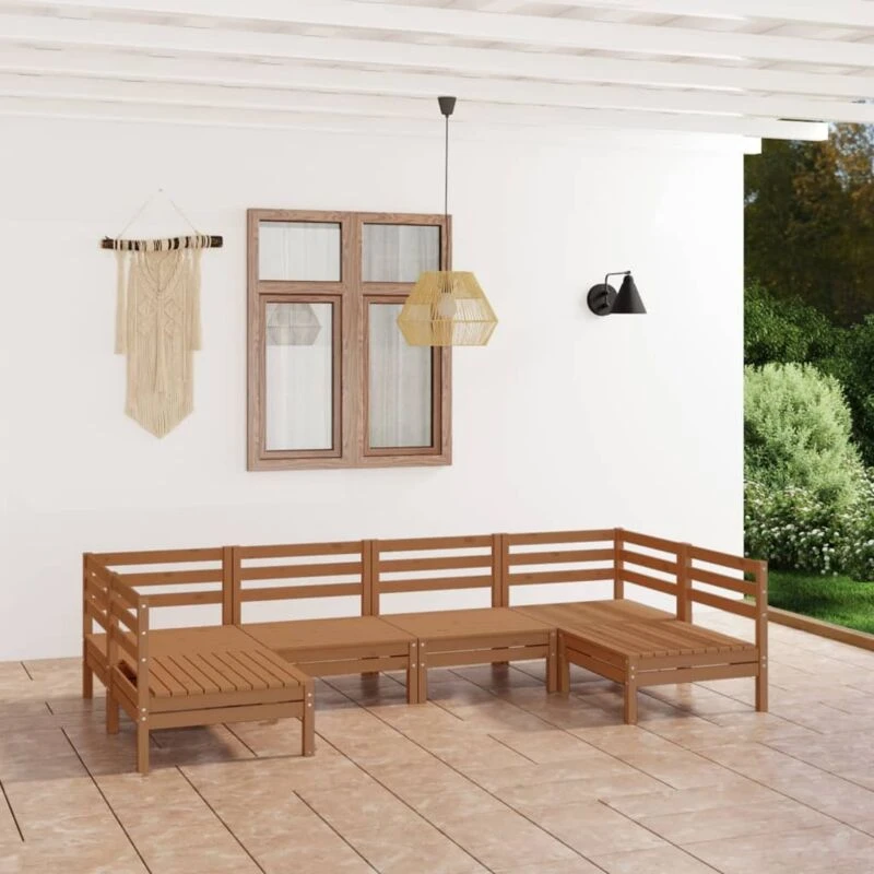 Image of VIDAXL 6 Piece Garden Lounge Set Honey Brown Solid Wood Pine Vidaxl 8720286691526