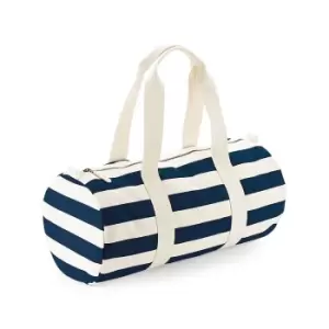 Image of Westford Mill Unisex Nautical Barrel Bag (One Size) (Natural/Navy)