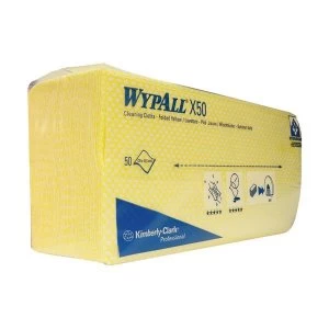 Image of Wypall X50 Cleaning Cloths Yellow Pack of 50