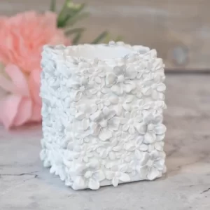 Image of SOPHIA White Floral Resin Tealight Candle Holder