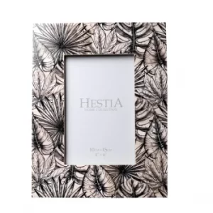 Image of Hestia Foliage Print White Bone Photo Frame 4" x 6"