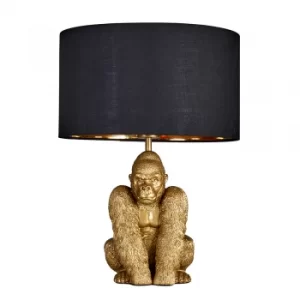 Image of King Gorilla Table Lamp in Gold with Black and Gold Reni Shade