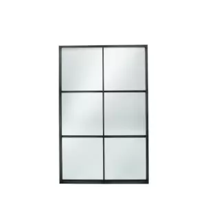 Image of Cody Antique Black Metal 6 Section Wall Mirror