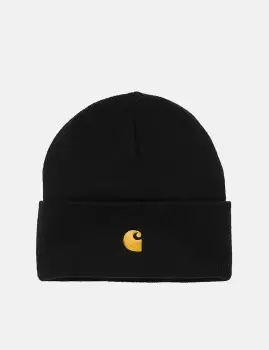 Image of Carhartt-WIP Chase Beanie Hat - Black/Gold