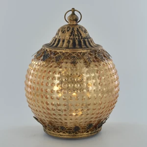 Image of LED Lantern Gold Pomegranate H15.5cm