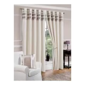Image of Isabella Rose Denver Lined Eyelet Curtains - Ivory - 229cm (90") X 229cm (90") TJ Hughes