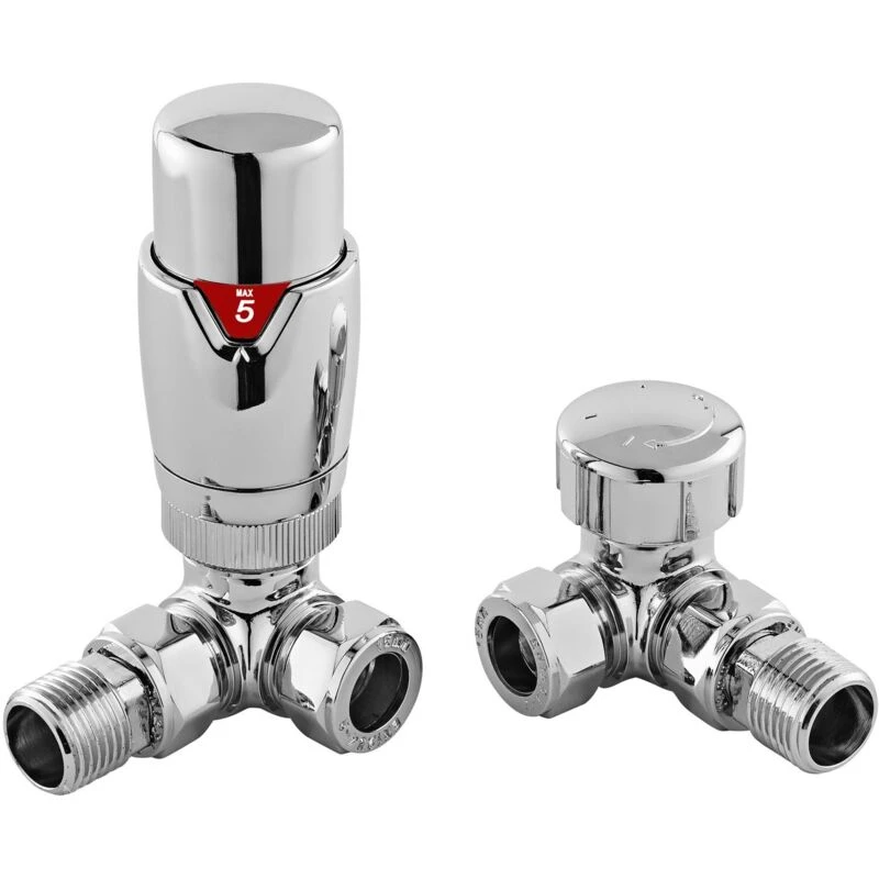 Image of NUIE Nuie - Hudson Reed Luxury Corner Thermostatic Radiator Valves Pair - Chrome HT317
