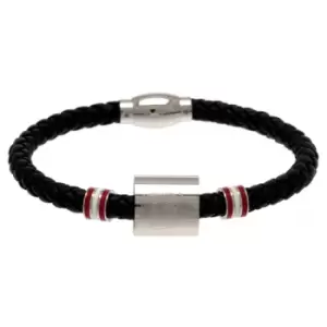 Image of Arsenal FC Colour Ring Leather Bracelet (One Size) (Black)
