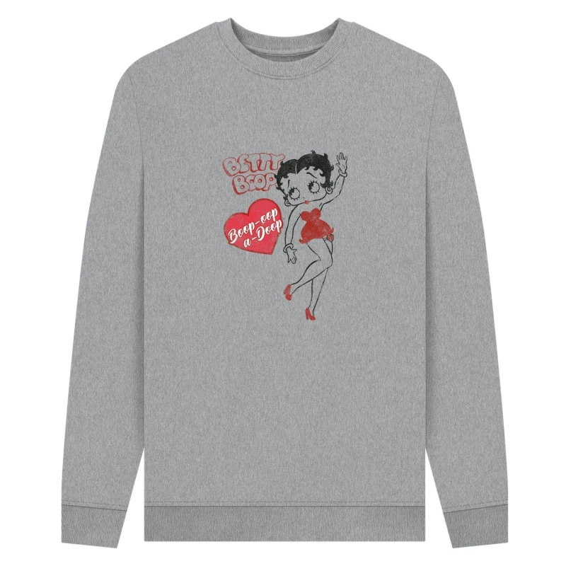 Image of Betty Boop Mens Oop-A-Doop Sweatshirt in Grey Size: Small Grey Male S