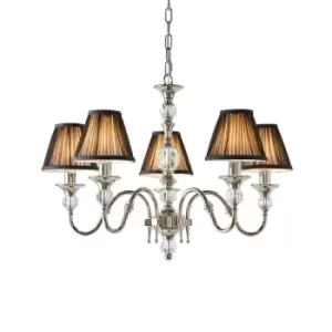 Image of Polina 5 Light Multi Arm Ceiling Pendant Chandelier Polished Nickel, E14