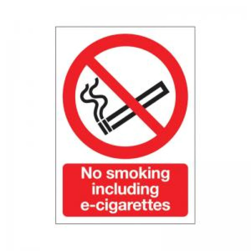 Image of Signs and Labels No Smoking Including E-Cigarettes Sign Self Adhesive A5 Red EL008A5SAV