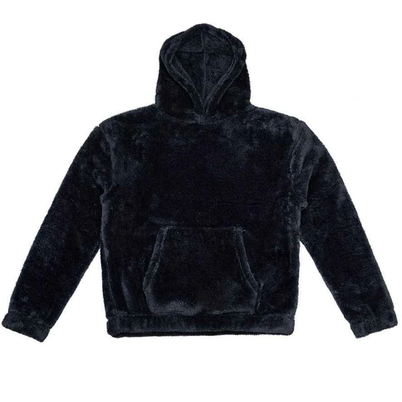 Image of Brand Lab Mens Fluffy Fleece Hoodie in Black Size: Small Black Male S