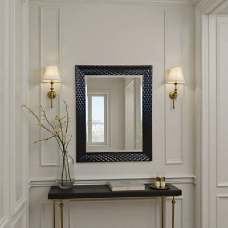 Image of Yearn Mirrors Yearn Diamont Framed Black Bevelled Mirror, Black YG703BLK24X18