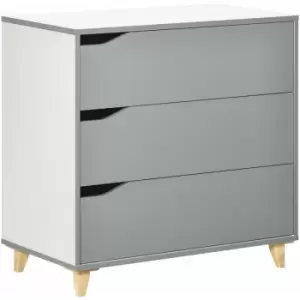 Image of HOMCOM Chest of Drawers, 3 Drawer Unit Storage Organiser for Bedroom, Grey - Grey
