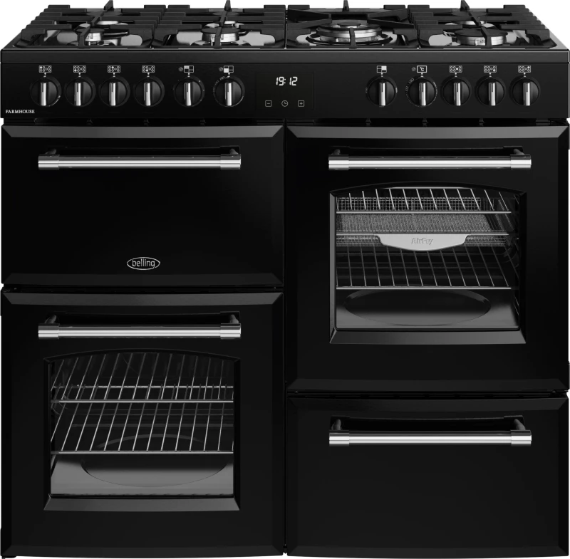 Image of Belling Farmhouse 100cm Dual Fuel Range Cooker - Black 444411829 Black
