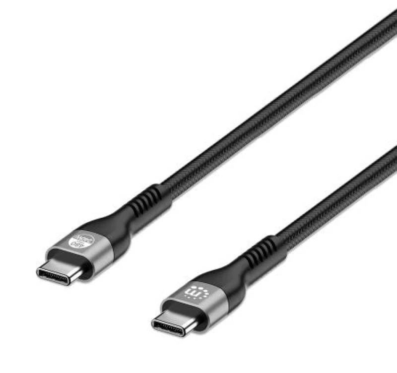 Image of Manhattan Manhattan USB charging cable USB-C plug 2m Black Duplex use connector, double shielding 356367 356367