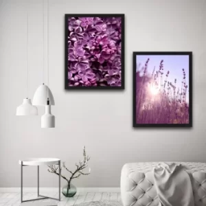 Image of Purple Set Multicolor Decorative Framed Painting (2 Pieces)