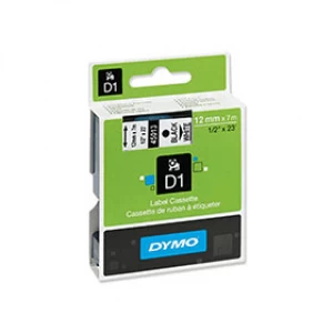 Image of Dymo 45013 Black on White Label Tape 12mm x 7m