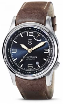 Image of Elliot Brown Tyneham Blue Dial Brown Leather Strap 305 Watch