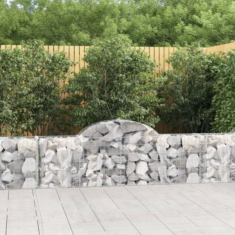Image of VIDAXL Arched Gabion Baskets 8 pcs 200x30x60/80cm Galvanised Iron Vidaxl 8720845566579