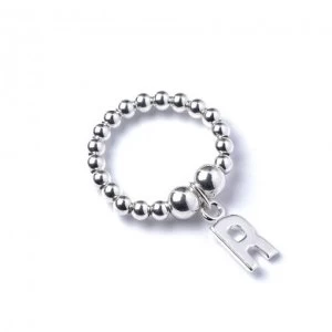 Image of Initial R Charm with Sterling Silver Ball Bead Ring