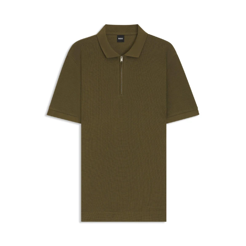 Image of Boss H-Paras 120 Zip-Neck Polo Shirt Green male 2XL