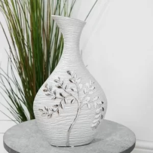 Image of Silver Electroplated Tree Ceramic 35cm Bottle Vase