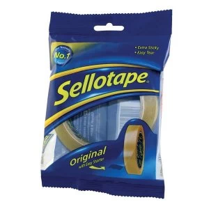Image of Sellotape Original Golden Non Static Easy Tear Large Tape Roll 18mm x 66m Pack of 16